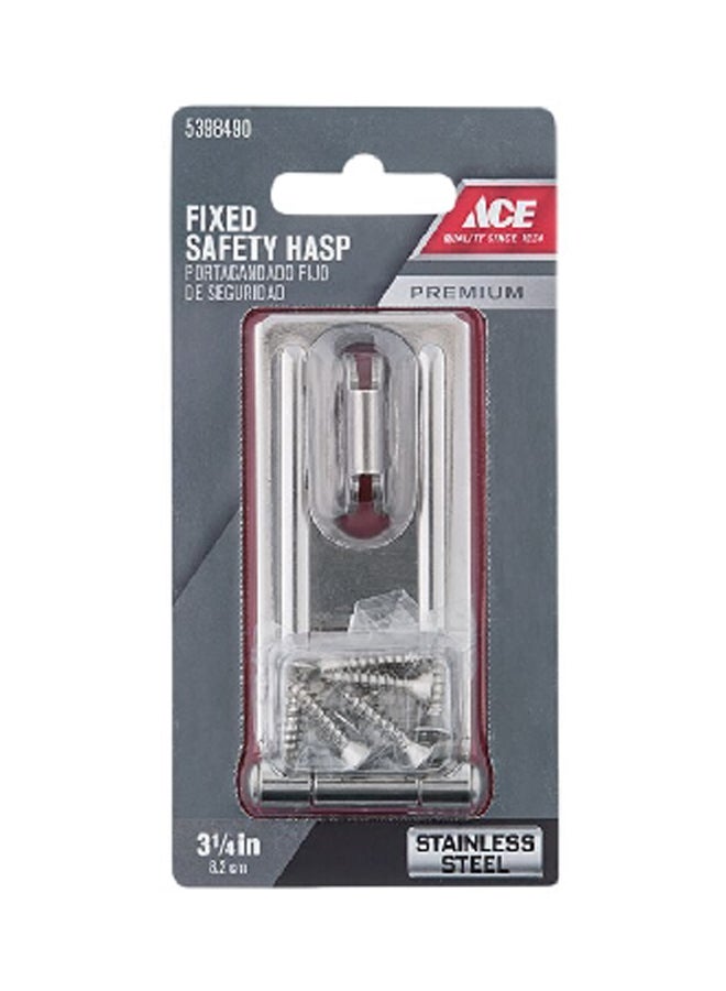 ACE Durable Stainless Steel Fixed Staple Safety Hasp Grey 3.25 Inch 01-3725-186