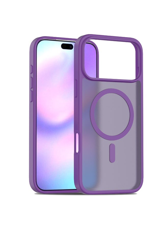 Silicone Magnetic Absorption Simple Protection Case With Magsafe For iPhone 16 Pro Max, Dark Purple