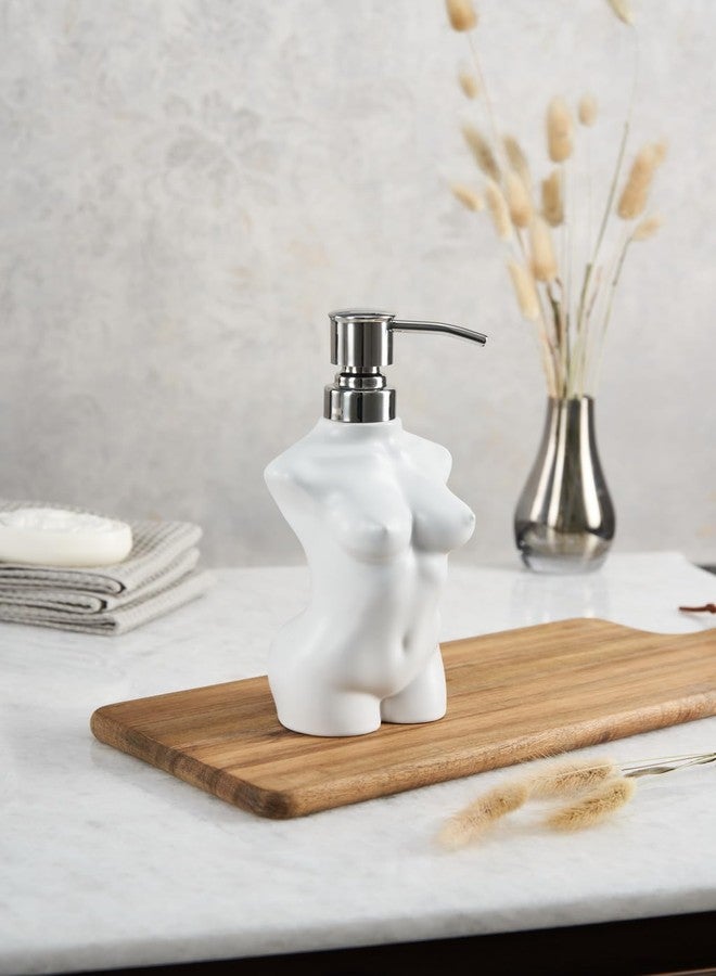 NEWHENGS Ceramic Soap Dispenser with 304 Stainless Steel Pump Hand Lotion Liquid Dispenser Refillable for Kitchen and Bathroom Decorative (Matt White) - Image 4