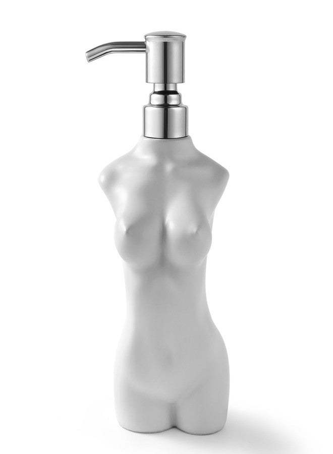 NEWHENGS Ceramic Soap Dispenser with 304 Stainless Steel Pump Hand Lotion Liquid Dispenser Refillable for Kitchen and Bathroom Decorative (Matt White) - Image 2