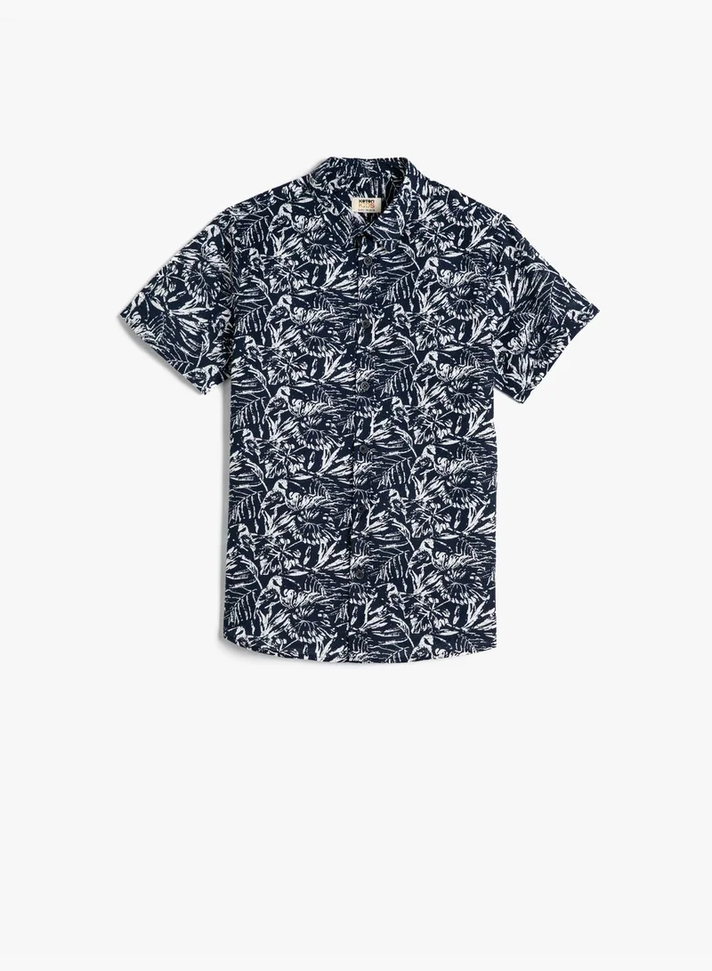 كوتون Short Sleeve Shirt Palm Printed