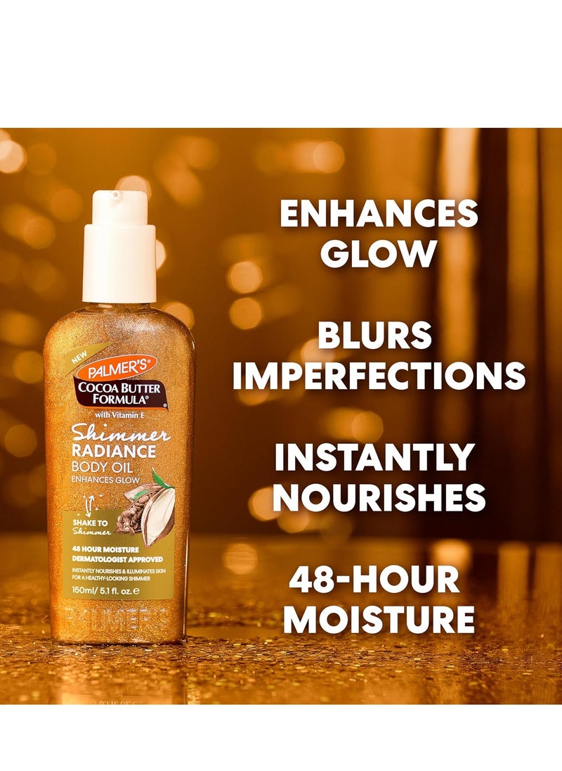 PALMER'S - Palmer's Cocoa Butter Formula Shimmer Body Oil with Vitamin E, 5.1 Fl Oz, Radiance Body Oil for Glowing Skin, Enhances Dark Tones & Tans, Hydrating - Image 1