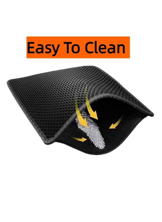 Generic Cat Litter Mat, 16×20 Inch Litter Trapping Mat for Cat Sand Litter Box Honeycomb Double Layer Design Waterproof Litter Mat, Washable Pet Bed, BLACK  - Image 3