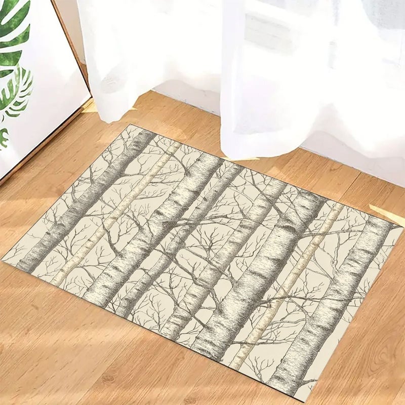 2D Flat Square Doormat With Abstract Forest Tree Pattern 23 62 Inches By 70 78 Inches For Home Living Room Bedroom Bathroom And Holiday Decoration - Image 1