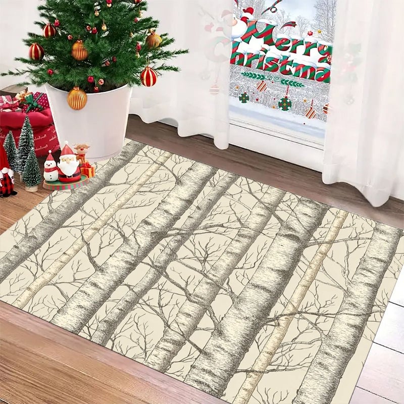 2D Flat Square Doormat With Abstract Forest Tree Pattern 23 62 Inches By 70 78 Inches For Home Living Room Bedroom Bathroom And Holiday Decoration - Image 3