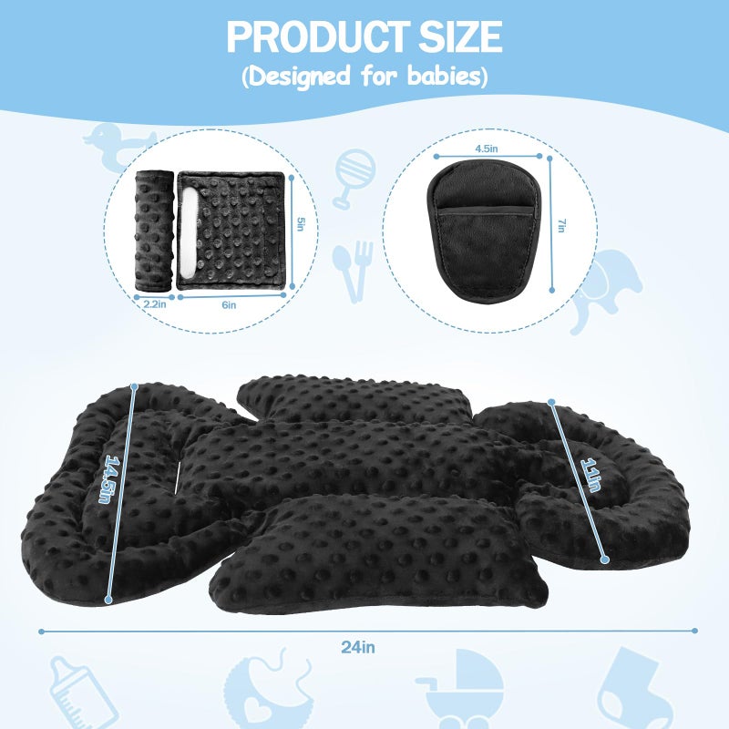 Jundetye Infant Car Seat Insert Boy Girl, 3 in 1 Newborn Carseat Insert with Strap Pads, Car Seat Head Support for Baby Strollers, Swings, and Bouncers, Comfortable and Machine Washable, Black - Image 3