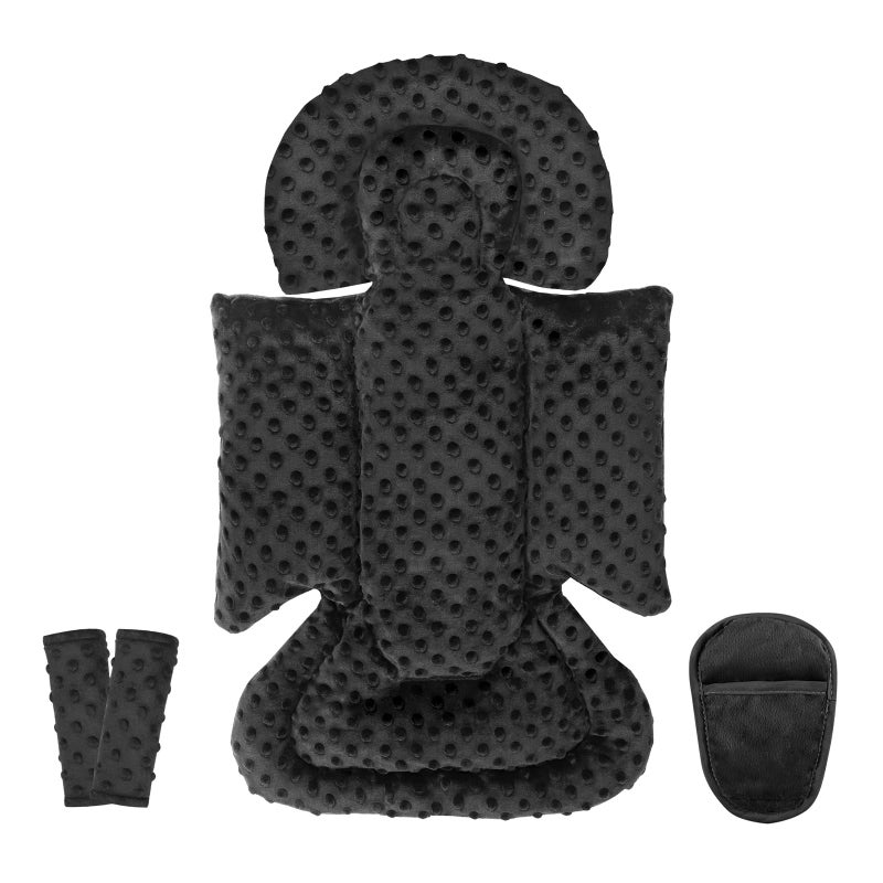 Jundetye Infant Car Seat Insert Boy Girl, 3 in 1 Newborn Carseat Insert with Strap Pads, Car Seat Head Support for Baby Strollers, Swings, and Bouncers, Comfortable and Machine Washable, Black - Image 1