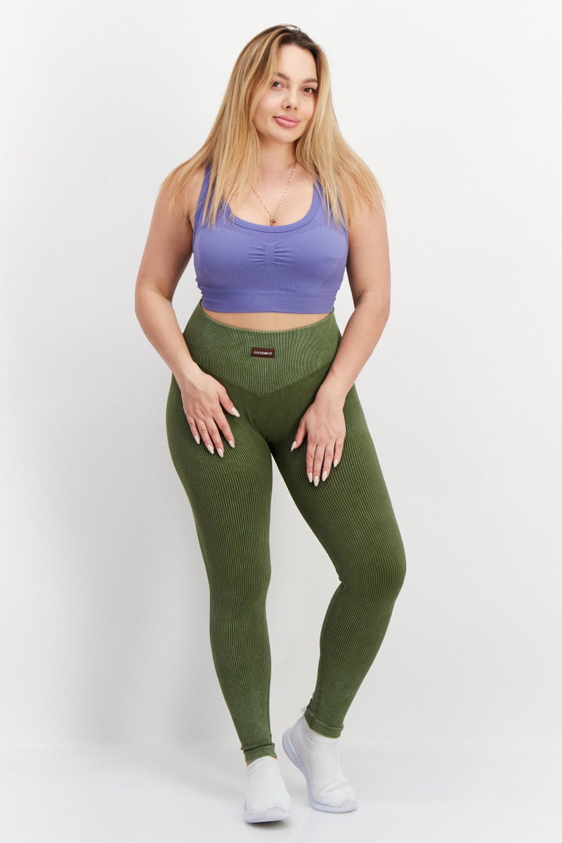 Cocoblend Women Sportswear Fit Training Leggings, Khaki - Image 3