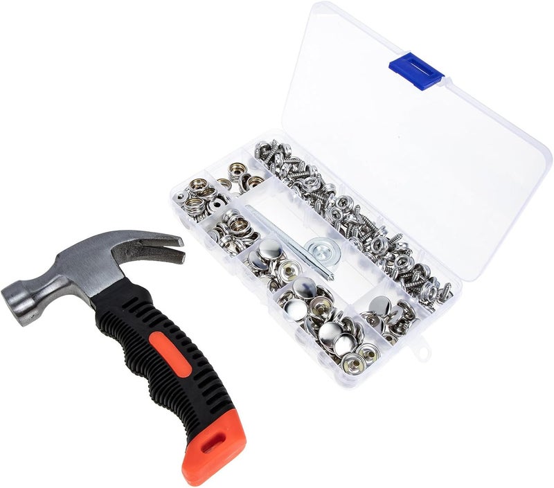 KALLORY 150pcs Stainless Steel Snap Fastener Kit for Sewing and Boat Canvas, Sturdy Snap Buttons and Steel Screws Set for Clothing and Craft Repairs - Image 1
