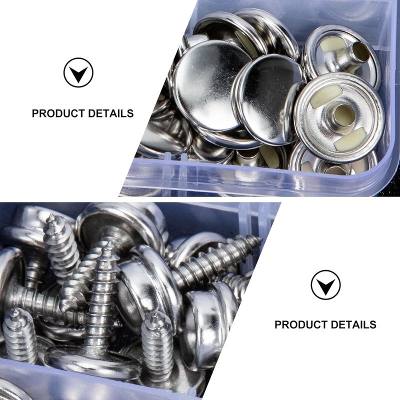 KALLORY 150pcs Stainless Steel Snap Fastener Kit for Sewing and Boat Canvas, Sturdy Snap Buttons and Steel Screws Set for Clothing and Craft Repairs - Image 3