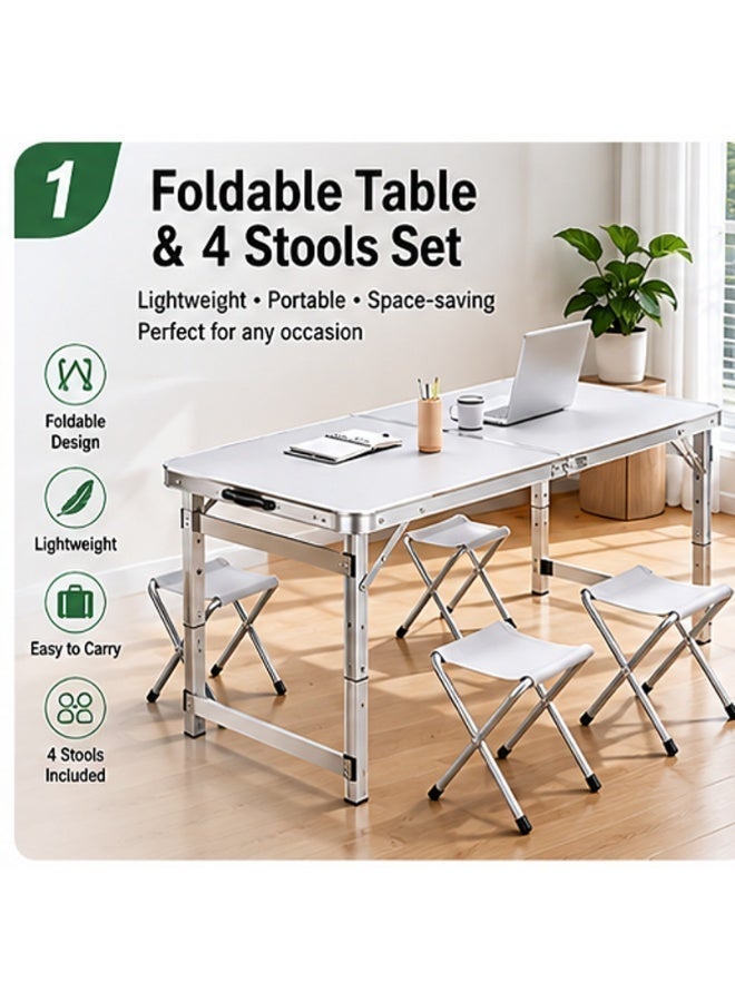EXCLIFE Height-adjustable outdoor folding table, suitable for home use, outdoor use, small apartments, night market stalls, simple and portable living room, outdoor coffee table and chair combination. - Image 2