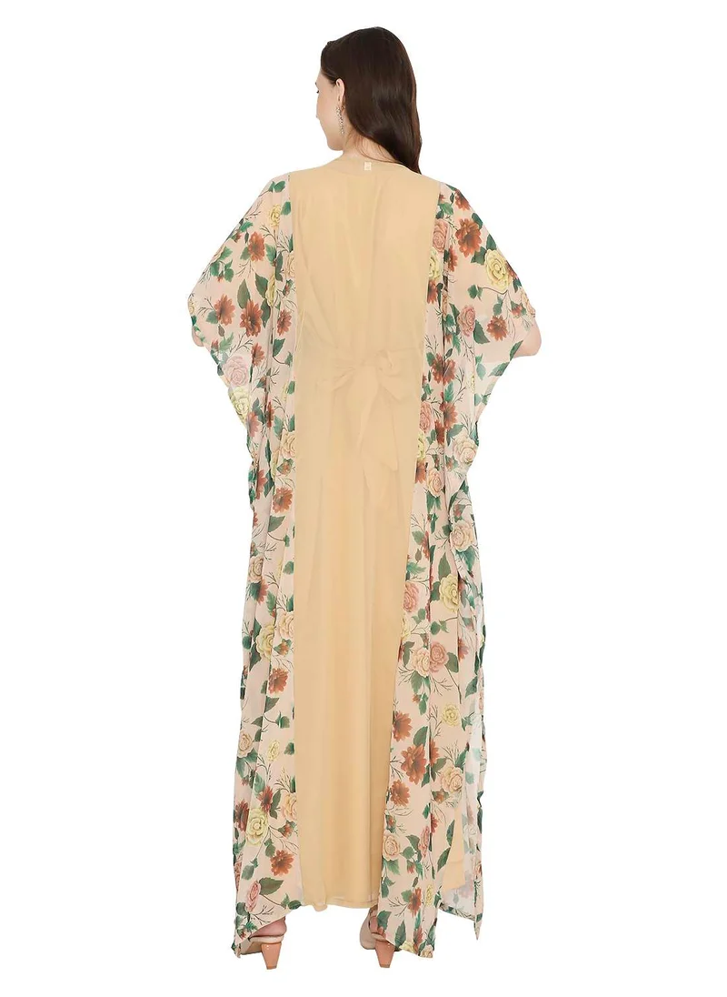 هانا آند سارا MULTICOLOUR PRINTED WITH EMBROIDERED SHORT SLEEVES ARABIC KAFTAN JALABIYA DRESSES