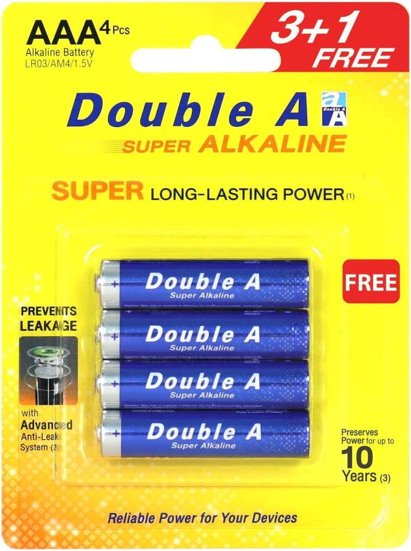 Double A 3+1 Free AAA Super Long Lasting Alkaline Battery Set - Image 2