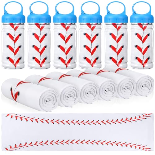 Hahafelt 12 Pack Baseball Cooling Towels Baseball Ice Towels for Neck 40x12 Breathable Chilly Towel with Plastic Container Microfiber Sport Towel for Players Team Gift Sport Party Favors - Image 1