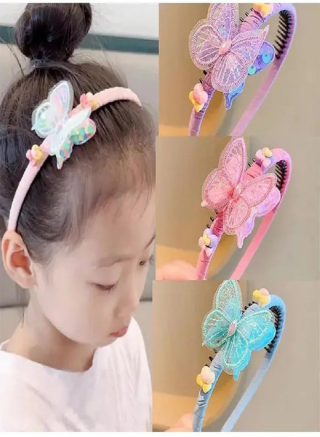 EvoNest Butterfly Hair Headbands with Decorative Bows, Pastel Pink Purple Blue, Girls Hair Accessories, Pack of 4 - Image 3