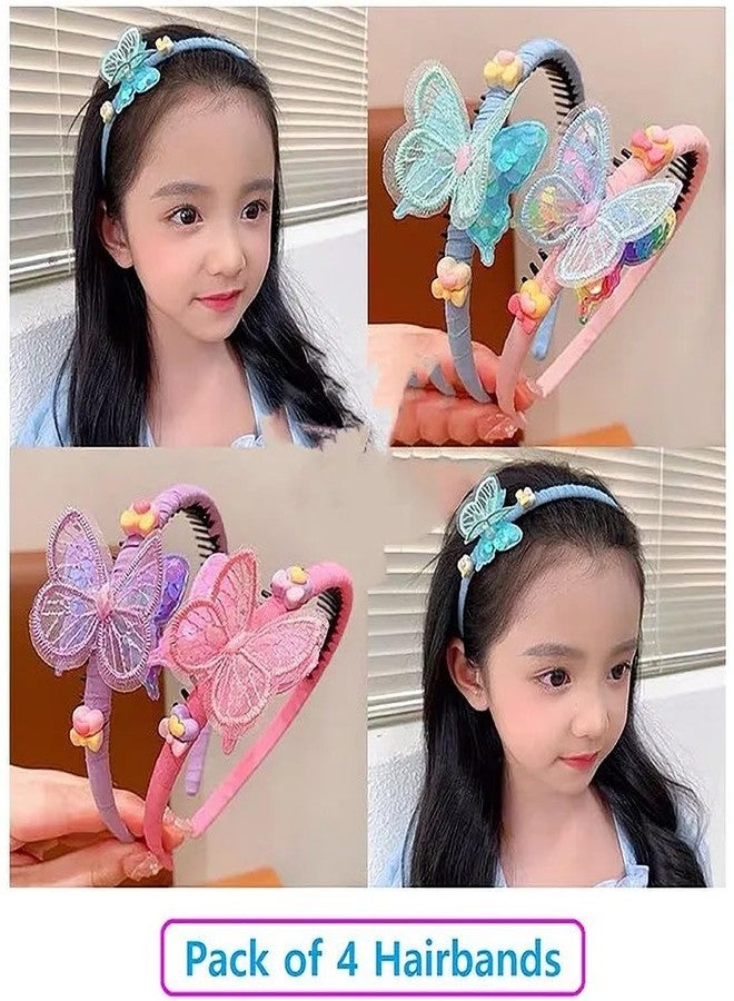 EvoNest Butterfly Hair Headbands with Decorative Bows, Pastel Pink Purple Blue, Girls Hair Accessories, Pack of 4 - Image 2