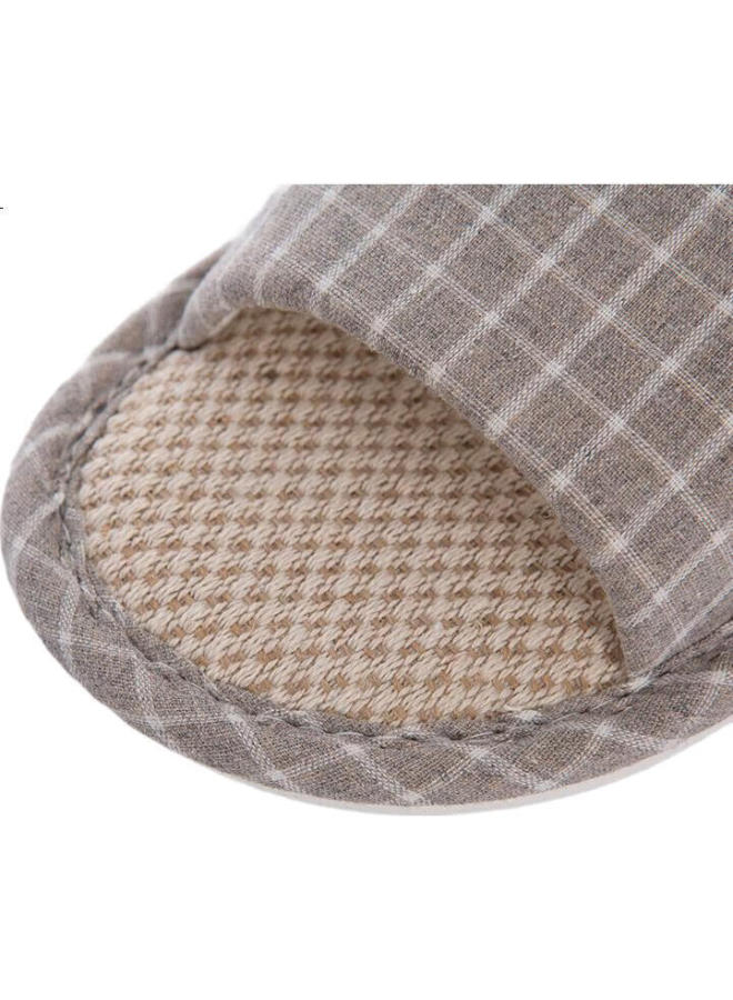 Pull Back Warrior Slippers For Men And Women, Linen Sandals, Couple'S Home Casual Lightweight Breathable Sweat-Absorbing Thick-Soled Wear-Resistant Floor Slippers, Classic Mesh Style Hl1036, Light Coffee Color, Size 38 To 39 - Image 1