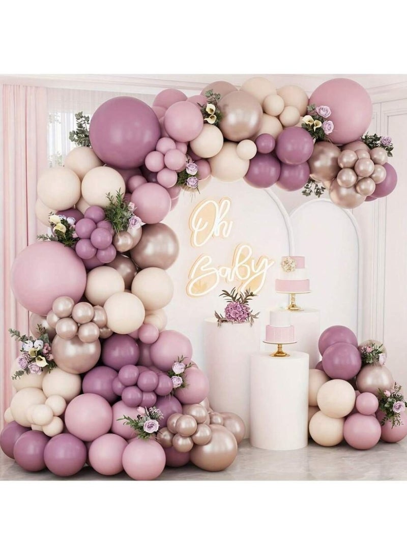 Elegant “Oh Baby” Balloon Arch for Baby Shower – Soft Pink, Blush & Beige Balloon Garland with Floral Accents – Luxury Baby Celebration Backdrop - Image 1