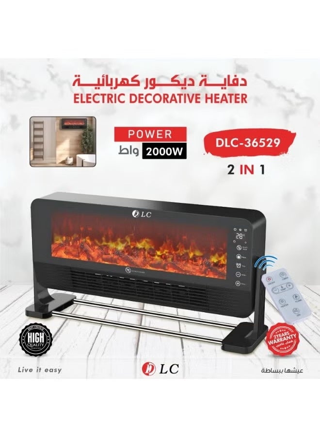 ال سي مدفأة كهربائية ديكورية | ٢ في ١ | ٢٠٠٠ واط | موديل DLC-36529 - Image 1