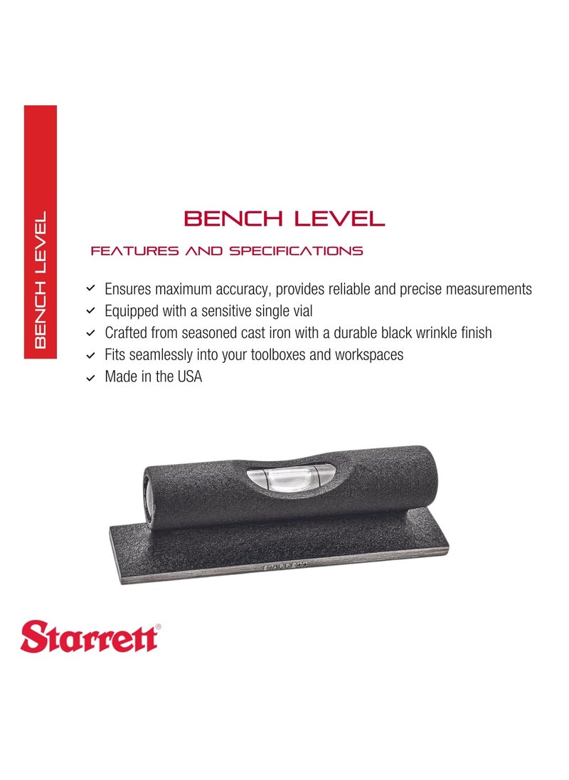 Starrett Starrett Bench Level  Ideal for Leveling in Woodworking Metalworking and Precision Tasks  338 Length Seasoned Cast Iron Body Precision Machined Base Single Vial  130  - Image 2