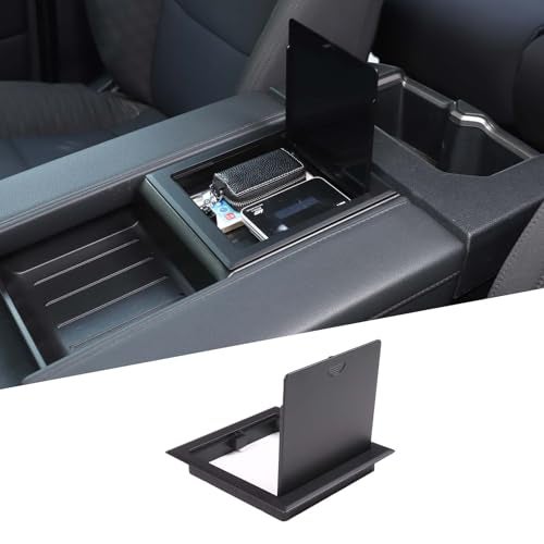 TOYCIDFG Car Armrest Storage Hidden Tray Cover Lid for Toyota Tundra 2022-2025, Center Console Storage Box Lid Car Organizer Accessories (Black) - Image 1