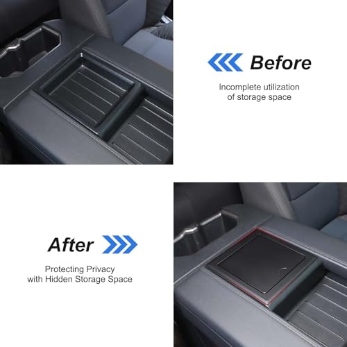 TOYCIDFG Car Armrest Storage Hidden Tray Cover Lid for Toyota Tundra 2022-2025, Center Console Storage Box Lid Car Organizer Accessories (Black) - Image 2