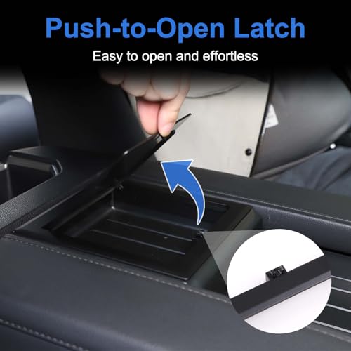 TOYCIDFG Car Armrest Storage Hidden Tray Cover Lid for Toyota Tundra 2022-2025, Center Console Storage Box Lid Car Organizer Accessories (Black) - Image 5
