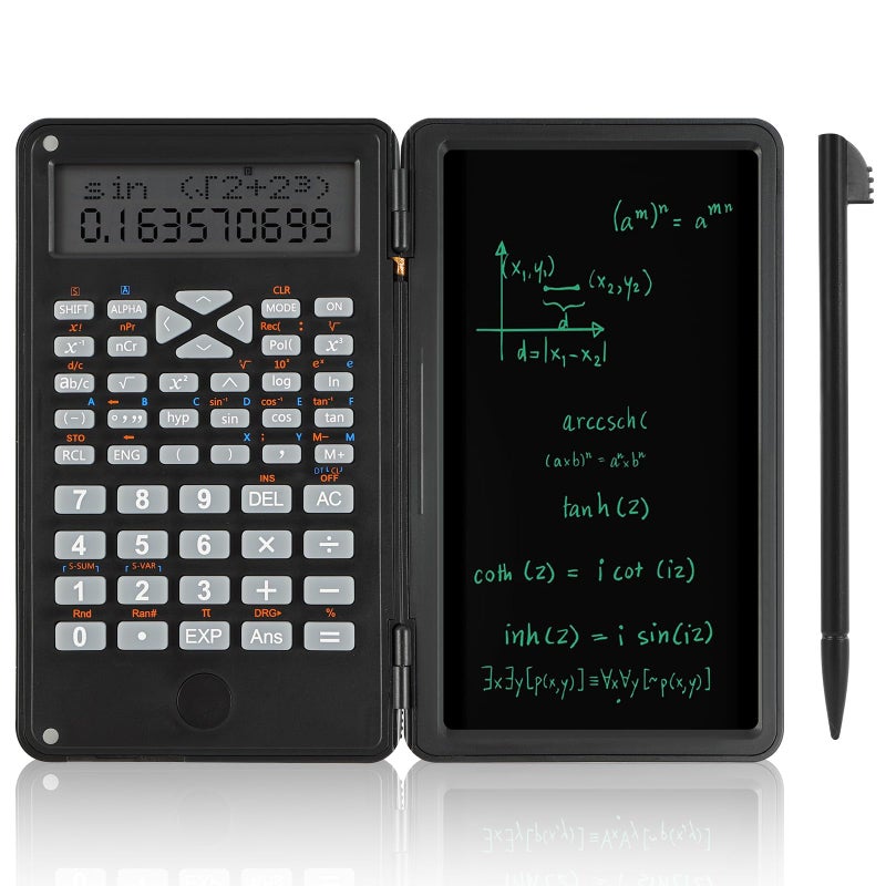 OFFCUP Scientific Calculator, Calculator with 6 Inch Erasable Writing Board, 240 Functions Foldable Office Calculators, for School, High School, Engineer, College (Black) - Image 2