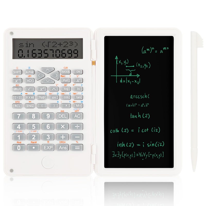 OFFCUP Scientific Calculator, Calculator with 6 Inch Erasable Writing Board, 240 Functions Foldable Office Calculators, for School, High School, Engineer, College (Black) - Image 1