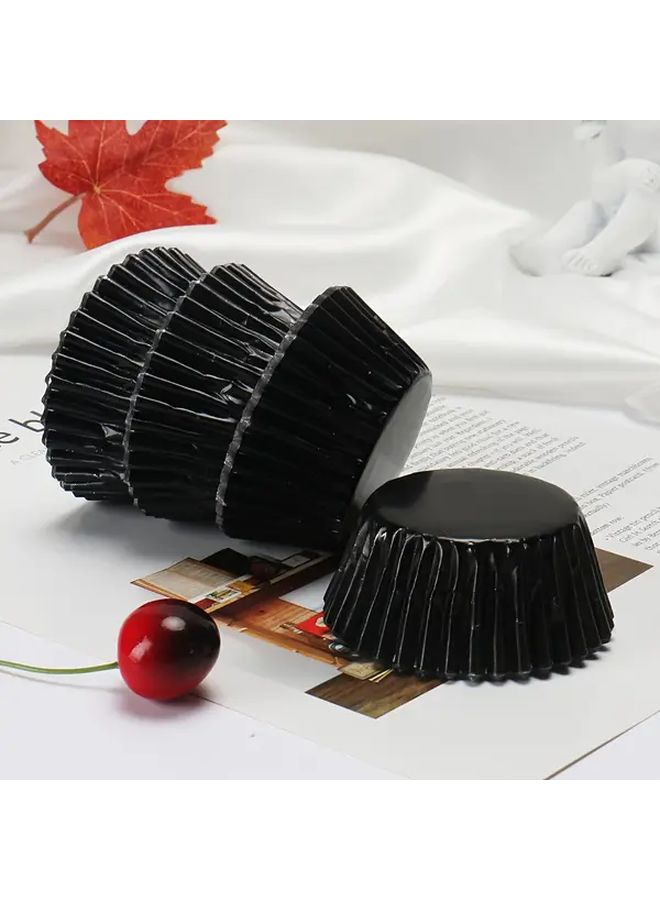 Black Disposable Cupcake Cups 50pcs Aluminum Foil Baking For Halloween Christmas - Image 1
