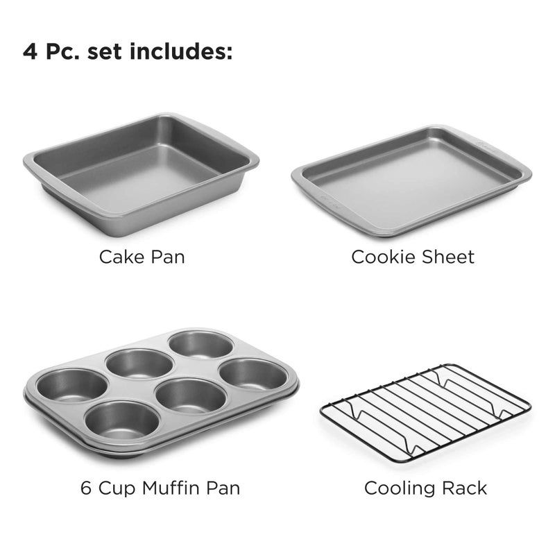 Ecolution Non-Stick Toaster Oven Bakeware Set 4-Piece, Carbon Steel, Easy to Clean and Perfect for Single Servings, Gray - Image 3