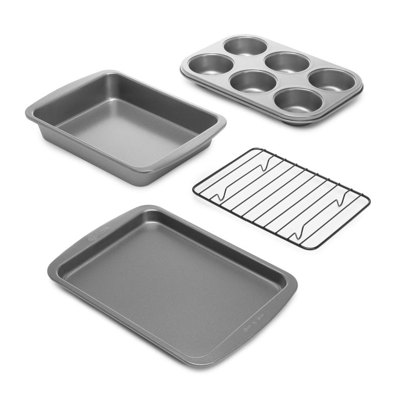 Ecolution Non-Stick Toaster Oven Bakeware Set 4-Piece, Carbon Steel, Easy to Clean and Perfect for Single Servings, Gray - Image 1
