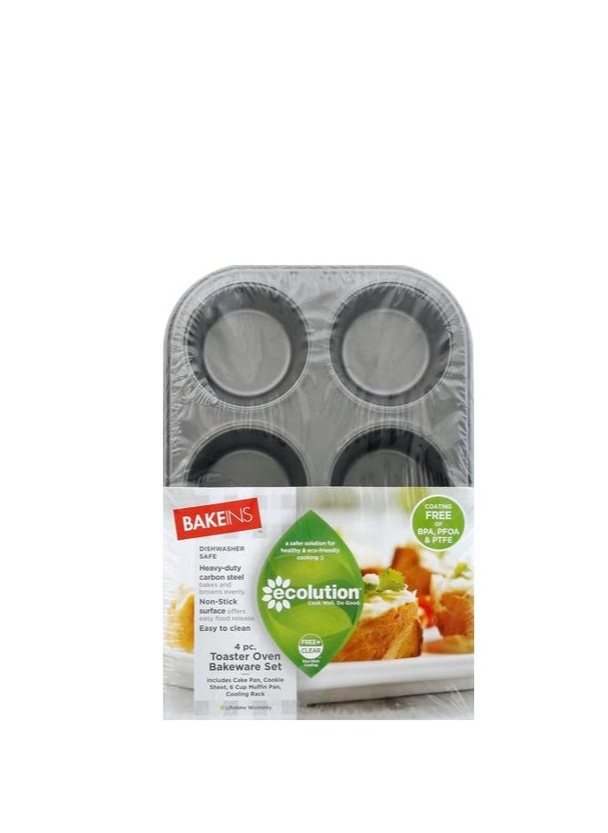 Ecolution Ecolution Non-Stick Toaster Oven Bakeware Set 4-Piece, Carbon Steel, Easy to Clean and Perfect for Single Servings, Gray  - Image 2