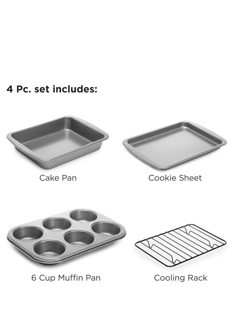 Ecolution - Ecolution Non-Stick Toaster Oven Bakeware Set 4-Piece, Carbon Steel, Easy to Clean and Perfect for Single Servings, Gray - Image 1