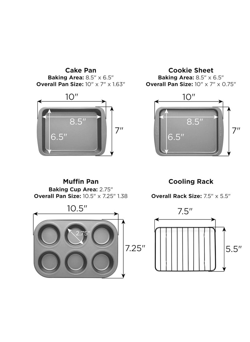 Ecolution - Ecolution Non-Stick Toaster Oven Bakeware Set 4-Piece, Carbon Steel, Easy to Clean and Perfect for Single Servings, Gray - Image 1