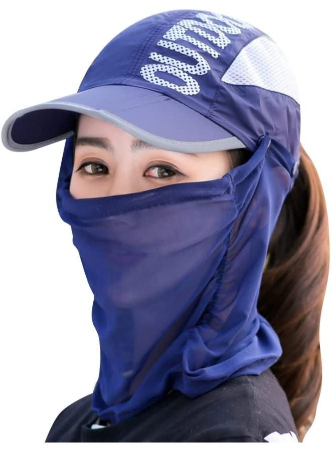 Outdoor Adjustable Folding Sun Cap Sun Protection Fishing Hat Baseball Cap with Removable Face Neck Cover Flap for Men and Women - Image 1