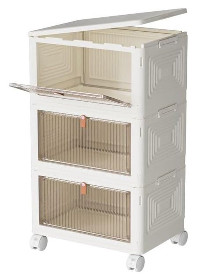 Chulovs Plastic Storage Bins with Lids, Stackable Storage Containers with Wheels, Folding Storage Boxes, Collapsible Storage Bins, Multi-Purpose Folding Storage Containers for Home and Office  - Image 1