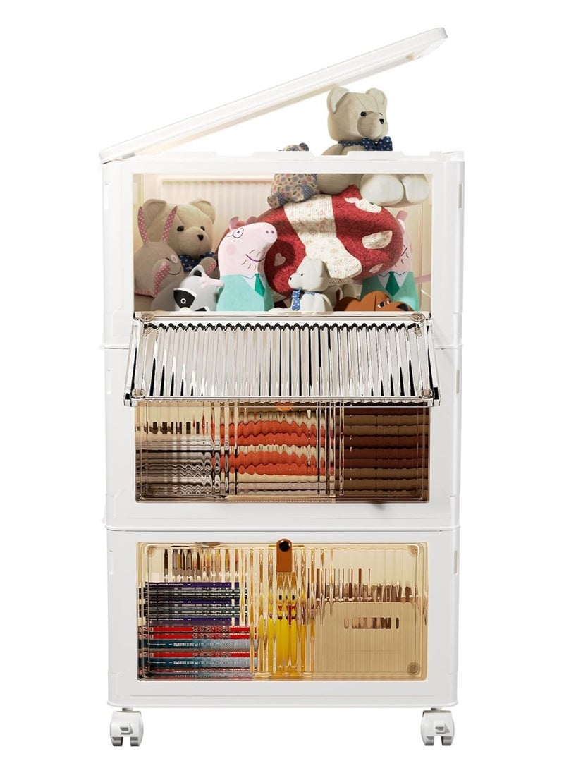 Chulovs Plastic Storage Bins with Lids, Stackable Storage Containers with Wheels, Folding Storage Boxes, Collapsible Storage Bins, Multi-Purpose Folding Storage Containers for Home and Office  - Image 2
