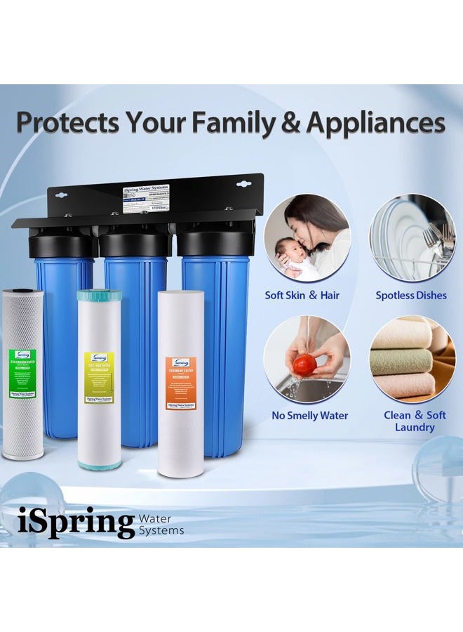 iSpring Whole House Water Filter System w/Sediment, KDF, and Carbon Water Filters, 3-Stage Whole House Water Filtration System, Heavy Metal Reducing, Model: WGB32B-KS - Image 5