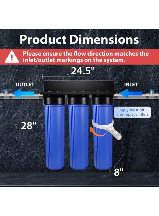 iSpring Whole House Water Filter System w/Sediment, KDF, and Carbon Water Filters, 3-Stage Whole House Water Filtration System, Heavy Metal Reducing, Model: WGB32B-KS - Image 4
