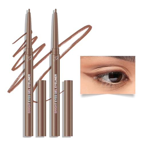 KYDA 2 Pcs Light Brown Gel Eyeliner Pencil Smooth Creamy Matte Eyeliner Retractable Crayon Eye Liner Lasting UltraPigmented Waterproof Smudgeproof - Image 1
