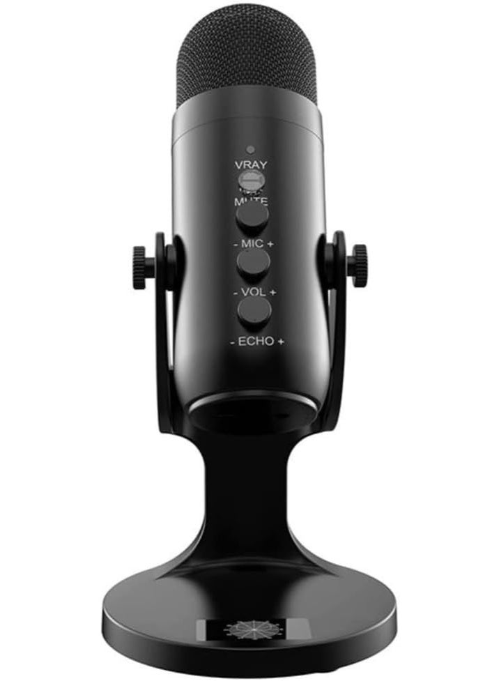 Professional USB Podcast Microphone for PC, Laptop & Mobile – Studio-Quality Condenser Mic with Gain & Reverb Control, One-Touch Mute, Zero-Latency Monitoring, Hypercardioid Pickup, 330° Adjustable Stand, Noise Reduction, and Plug & Play Recording – Ideal for Podcasting, Streaming, Gaming, Voiceovers, Online Meetings, and Content Creation