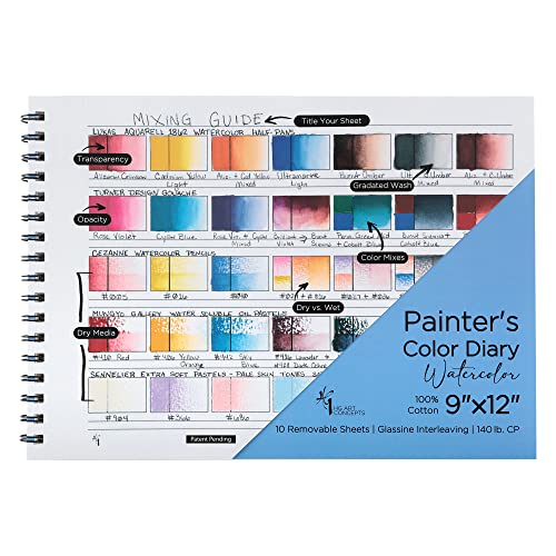 HG Art Concepts Painters Color Diary - 9x12, 140lb Spiral-Bound Acid-Free Color Swatch Book with 10 Pages for Watercolor & Mixed Media - Single - Image 1