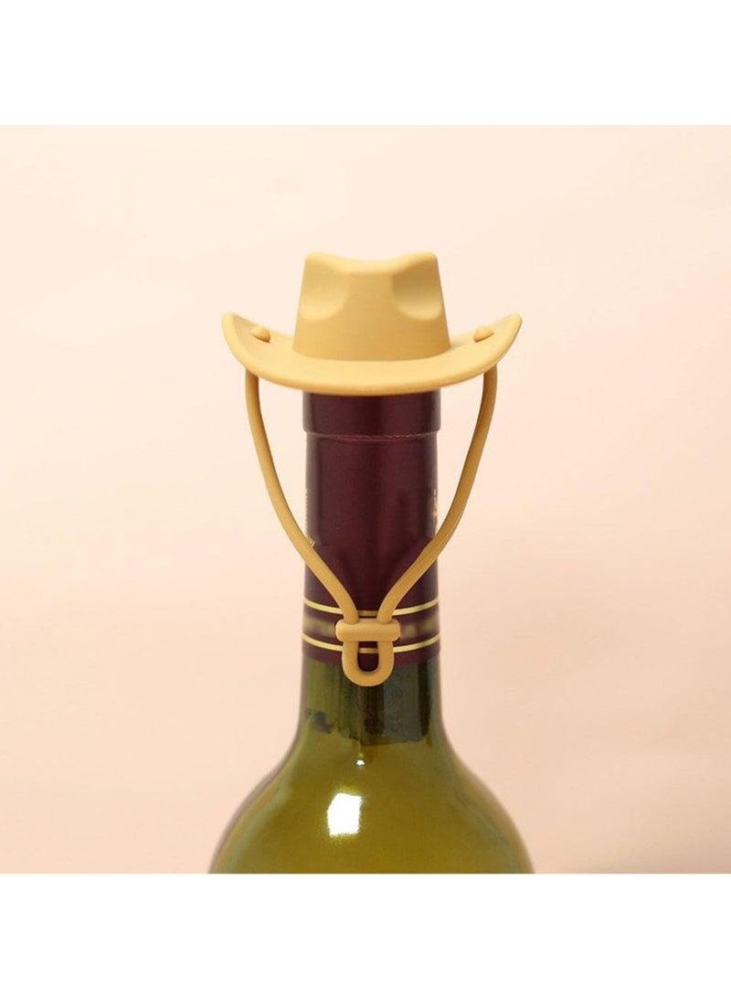 Funny And Cute Silicone Wine Stopper, Leakproof Seal Cowboy Hat Wine Bottle Stopper, Reusable Beverage Beer Champagne Wine Storage Stopper (Olive Green Cowboy Hat) - Image 5