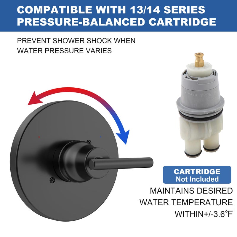 KANDENT Replacement For Delta Trinsic 14 Series Single-Function Black Shower Valve Trim Kit  Shower Handle  Matte Black Shower Trim Kit T14059-Bl (Cartridge And Valve Not Included) - Image 3
