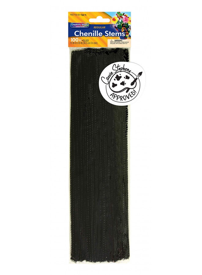 Creativity Street Chenille Stems/Pipe Cleaners, Black, 12 Inch x 4mm, 100 Count - Image 1