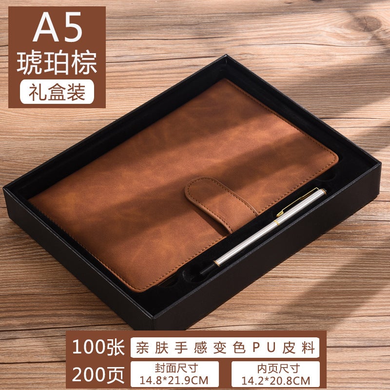 Business 5 Notebooks, Simple 6 Diaries, College Students' Small Fresh Notebooks, 5 Leather-Covered Office Meeting Notebooks - Image 1