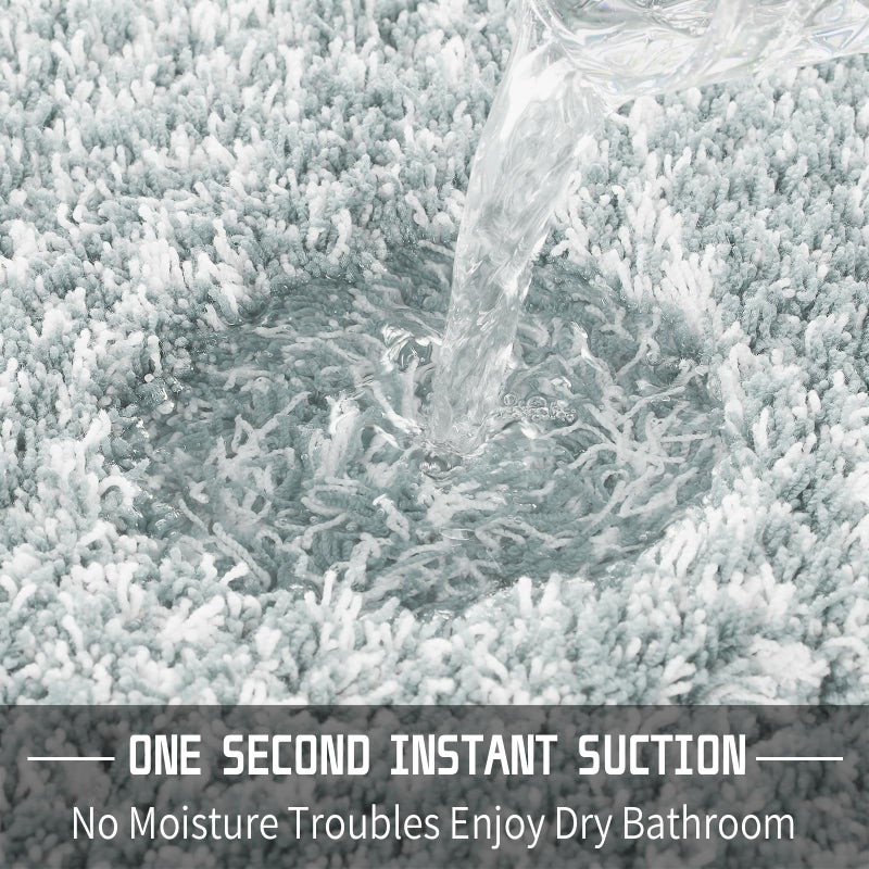 Yimobra Fluffy Bathroom Rugs Sets 2 Piece  Shaggy Toilet Rug U Shaped  Ultra Soft Non Slip Bath Mat  Plush Shower Rug  Water Absorbent  Machine Washable  24x17+24x20 Inches  Sky Light Blue & White - Image 4
