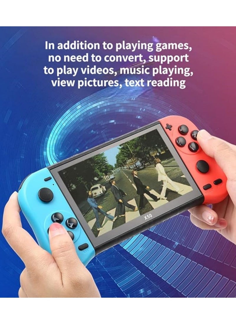 5.1 Inch X50 Handheld Video Game Console, Handheld Game Player, Preloaded 6800 Classic Retro Video Games, Support Players and TV Connection, Gift for Children and Adults