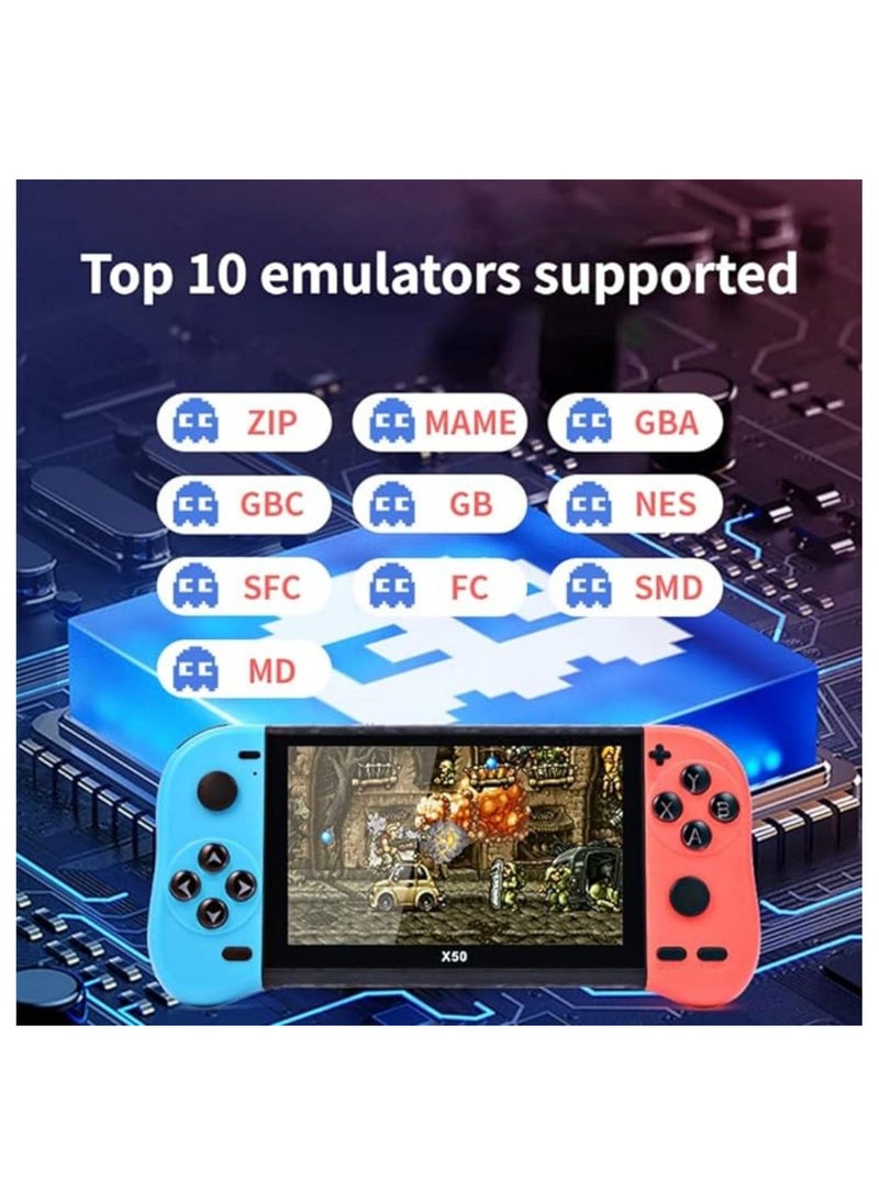 5.1 Inch X50 Handheld Video Game Console, Handheld Game Player, Preloaded 6800 Classic Retro Video Games, Support Players and TV Connection, Gift for Children and Adults